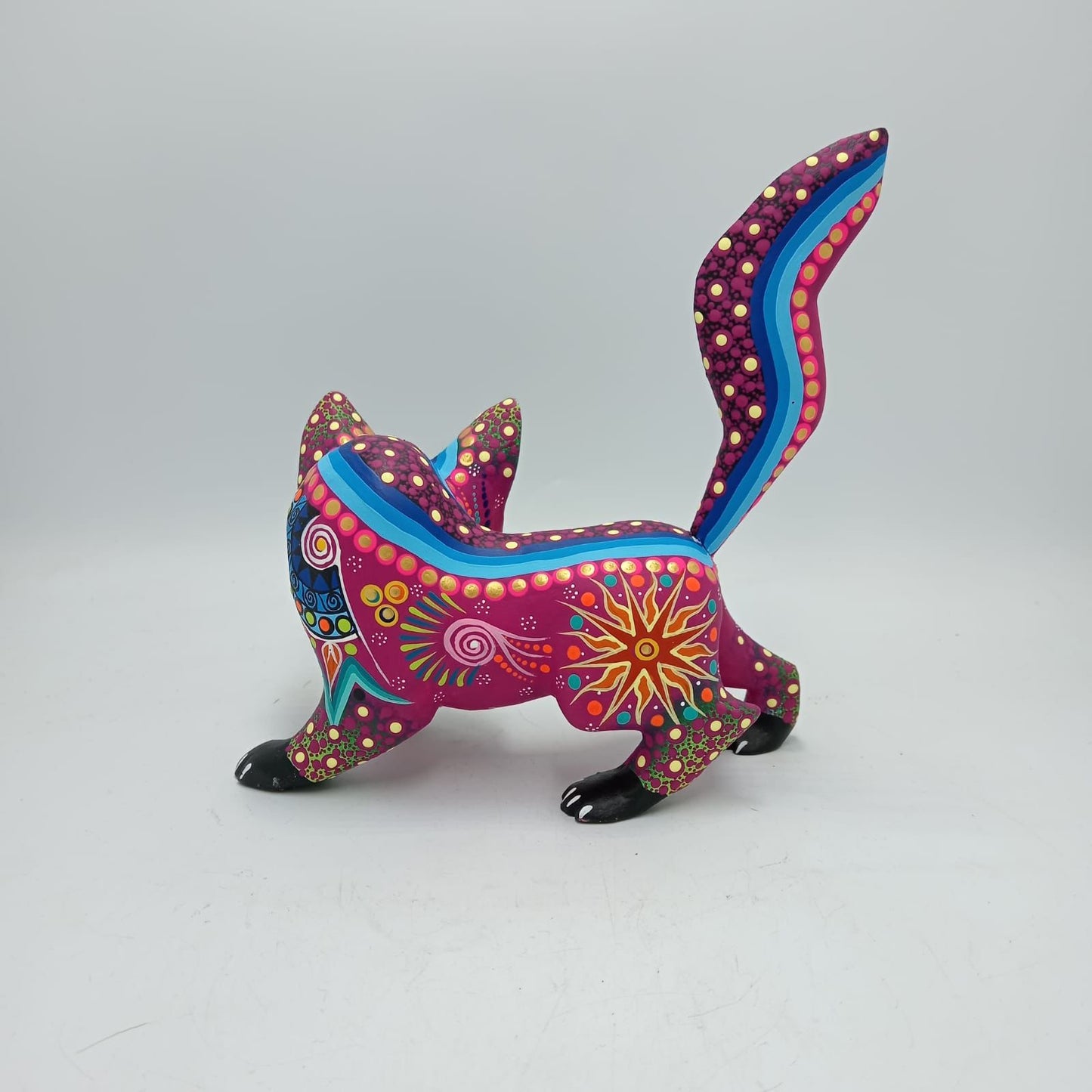 Oaxacan Wood Carving Mexican Folk Art Hand Made, Wolf By Cesar Melchor Ojeda PP7863