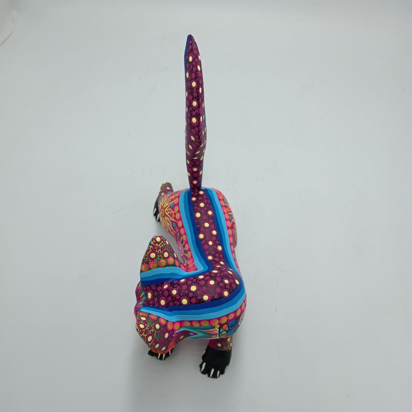 Oaxacan Wood Carving Mexican Folk Art Hand Made, Wolf By Cesar Melchor Ojeda PP7863