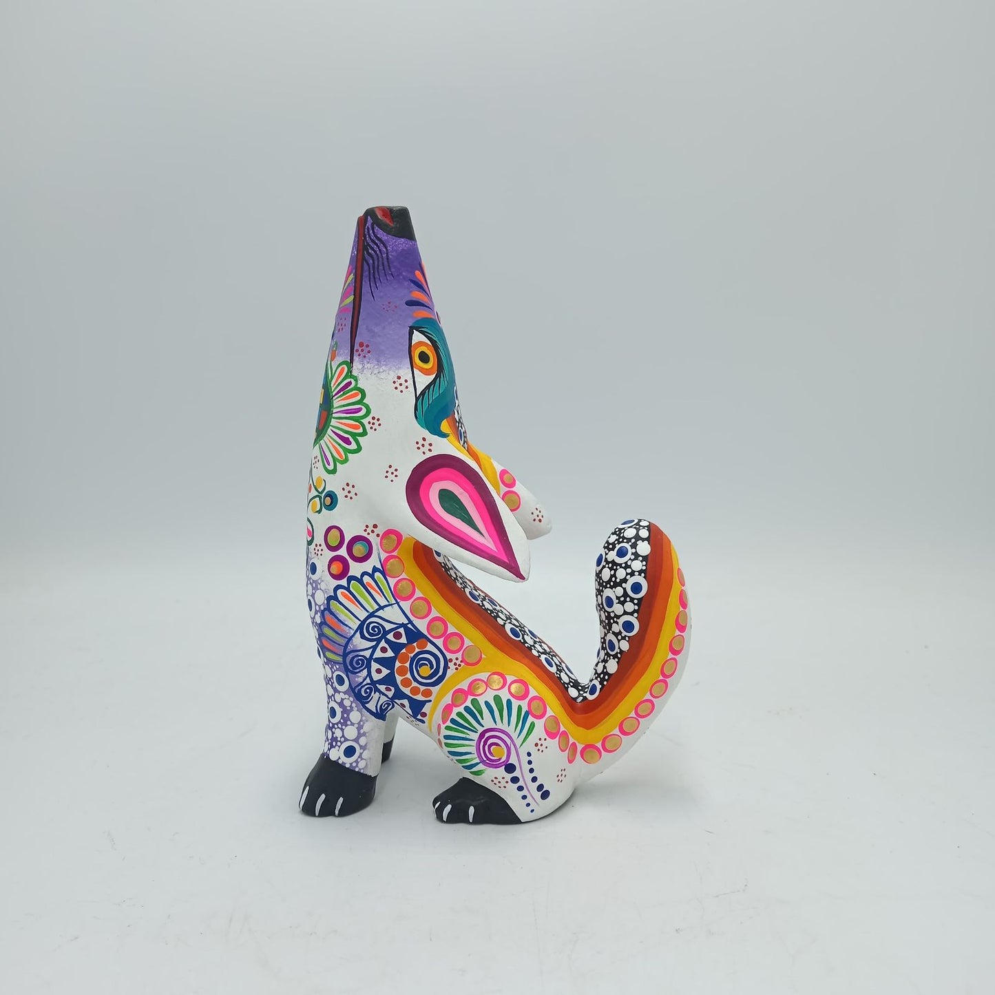 Oaxacan Wood Carving Mexican Folk Art Hand Made, Coyote By Cesar Melchor Ojeda PP7871