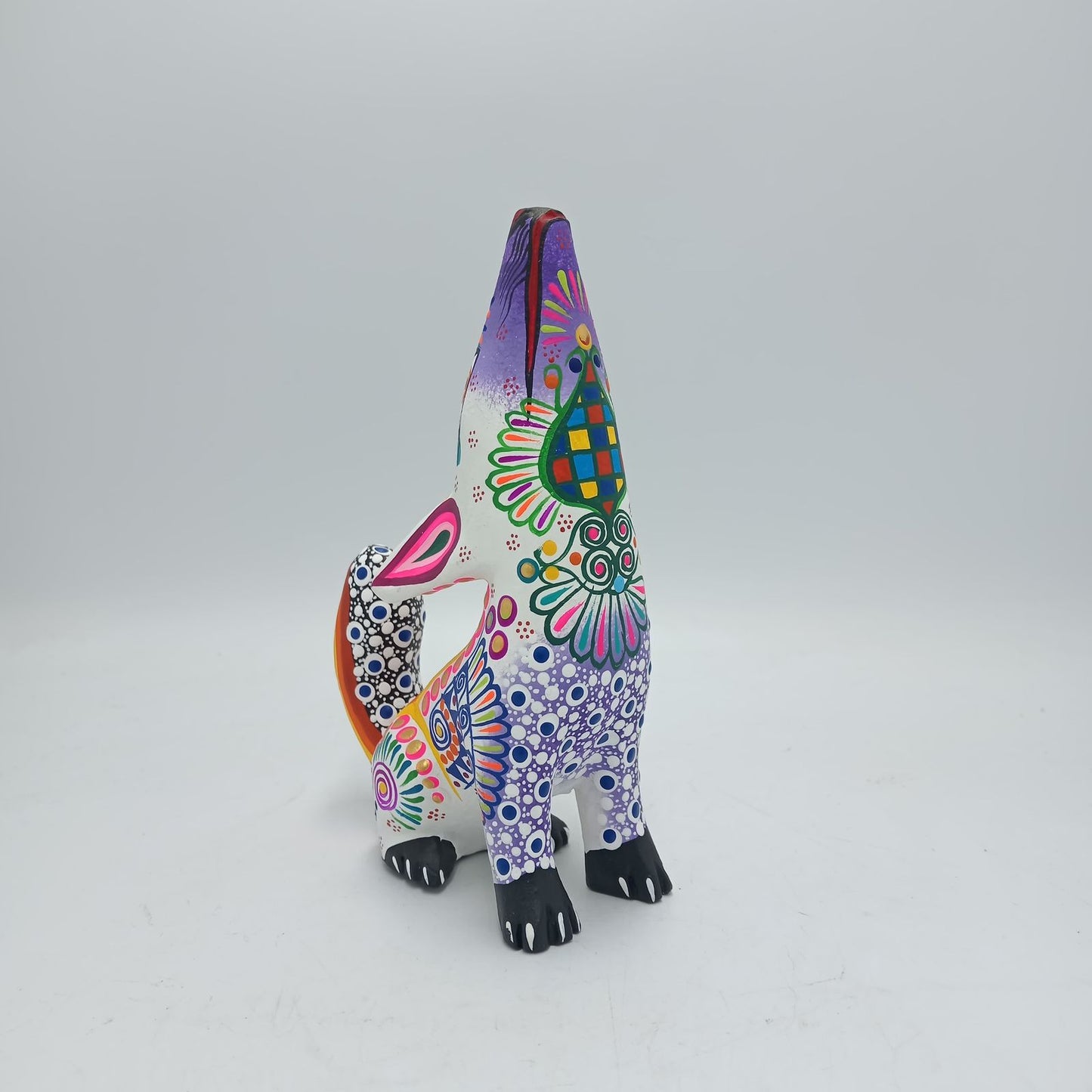 Oaxacan Wood Carving Mexican Folk Art Hand Made, Coyote By Cesar Melchor Ojeda PP7871
