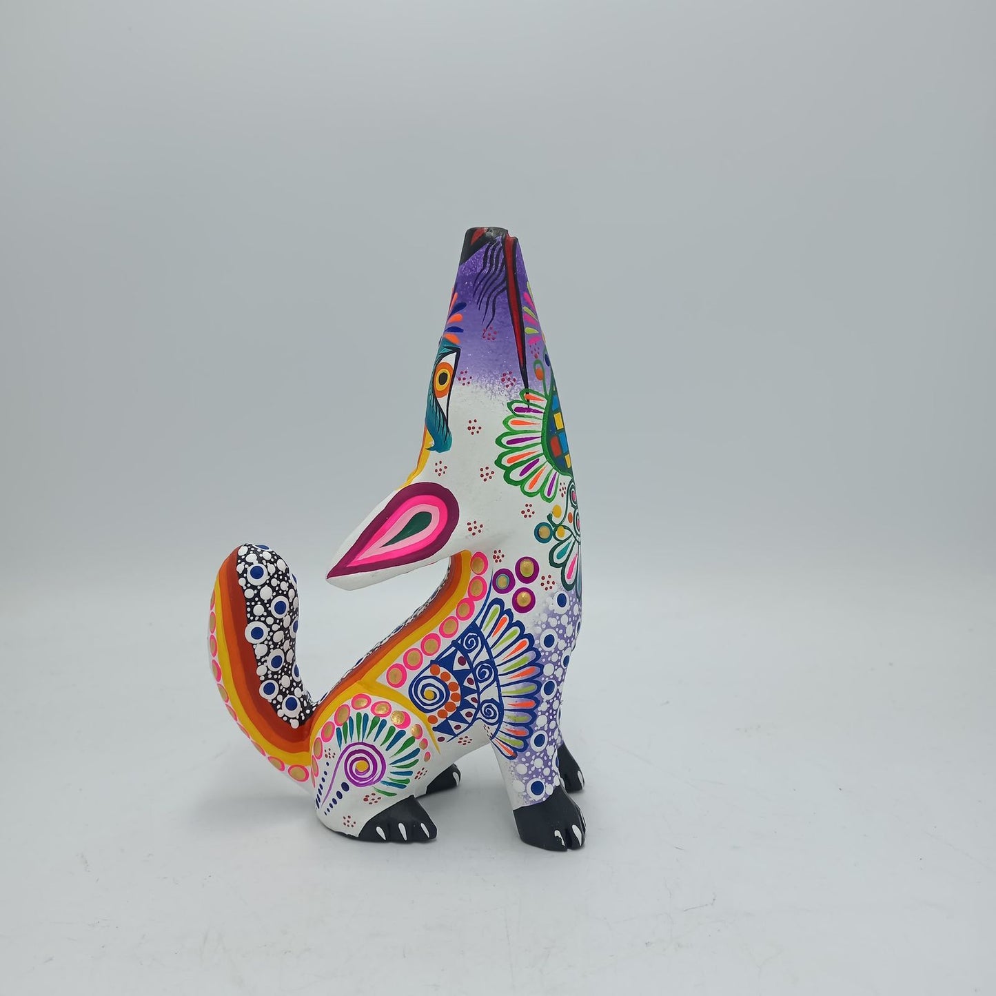 Oaxacan Wood Carving Mexican Folk Art Hand Made, Coyote By Cesar Melchor Ojeda PP7871