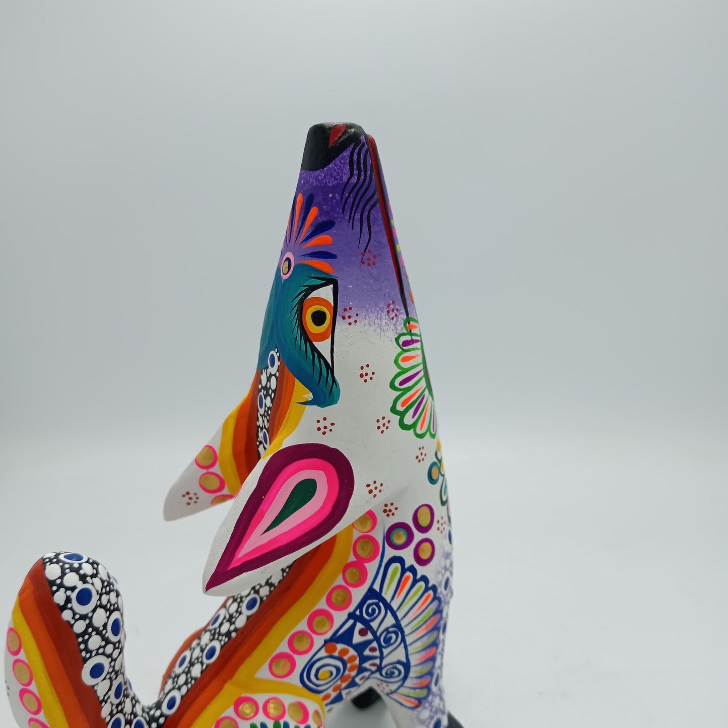 Oaxacan Wood Carving Mexican Folk Art Hand Made, Coyote By Cesar Melchor Ojeda PP7871