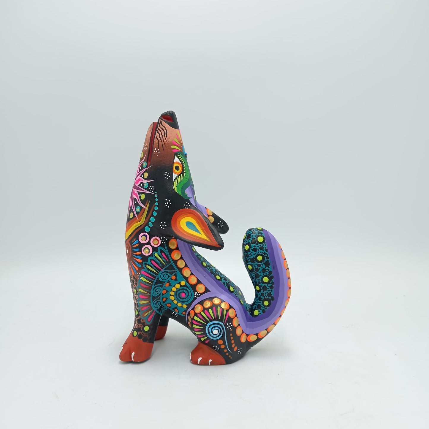 Oaxacan Wood Carving Mexican Folk Art Hand Made, Coyote By Cesar Melchor Ojeda PP7872