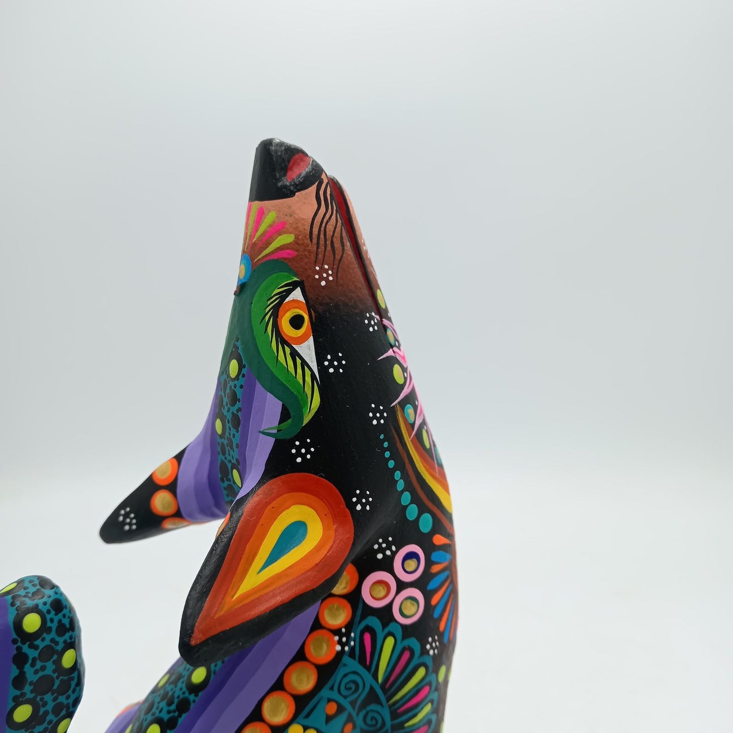 Oaxacan Wood Carving Mexican Folk Art Hand Made, Coyote By Cesar Melchor Ojeda PP7872