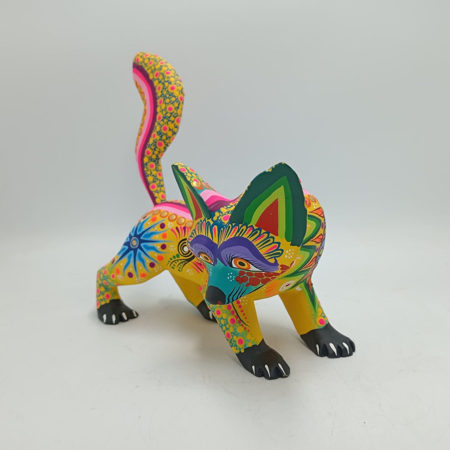Oaxacan Wood Carving Mexican Folk Art Hand Made, Wolf By Cesar Melchor Ojeda PP7875