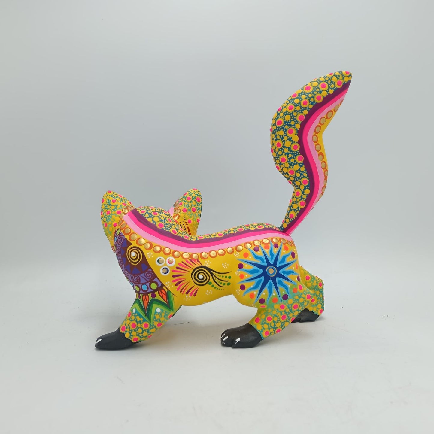 Oaxacan Wood Carving Mexican Folk Art Hand Made, Wolf By Cesar Melchor Ojeda PP7875