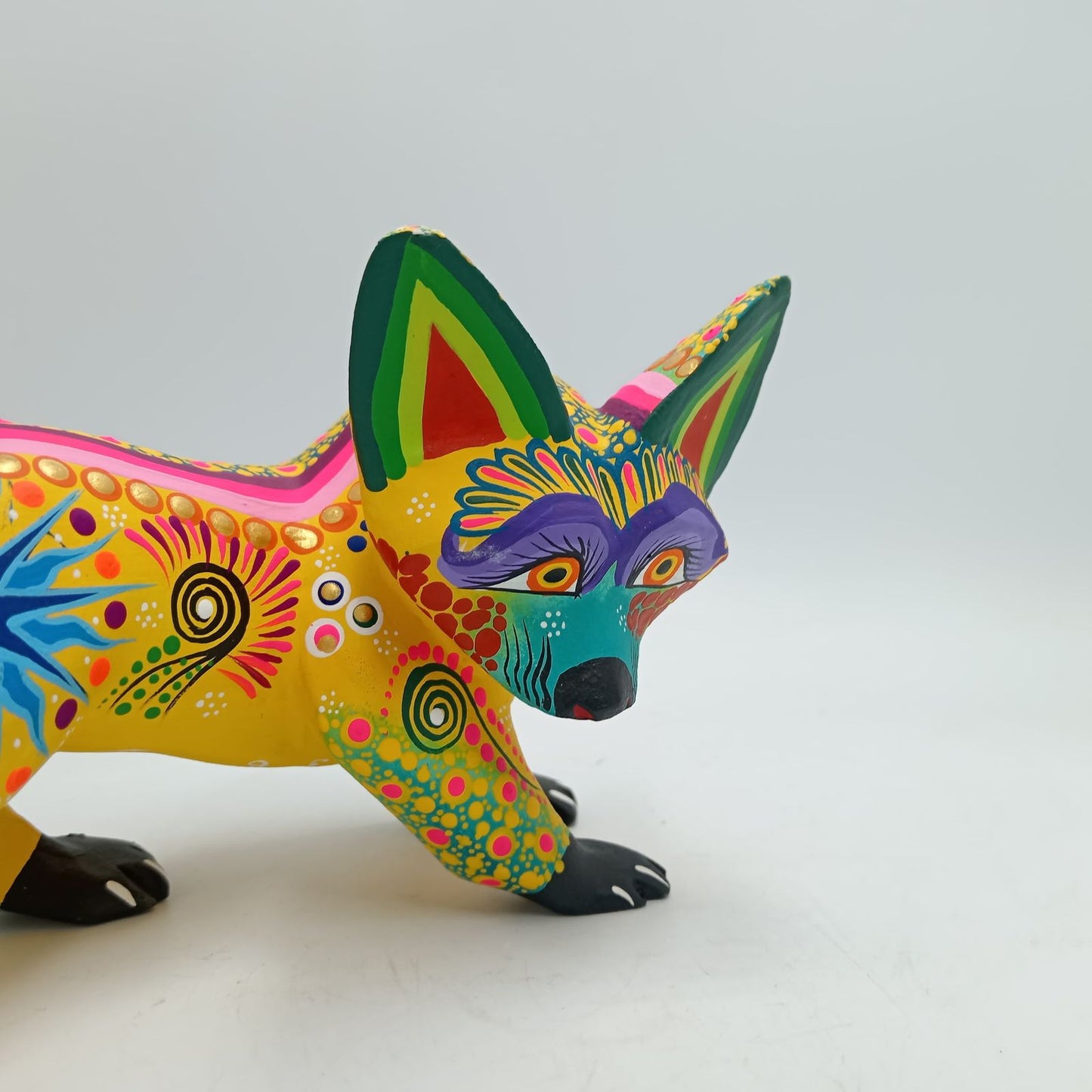 Oaxacan Wood Carving Mexican Folk Art Hand Made, Wolf By Cesar Melchor Ojeda PP7875