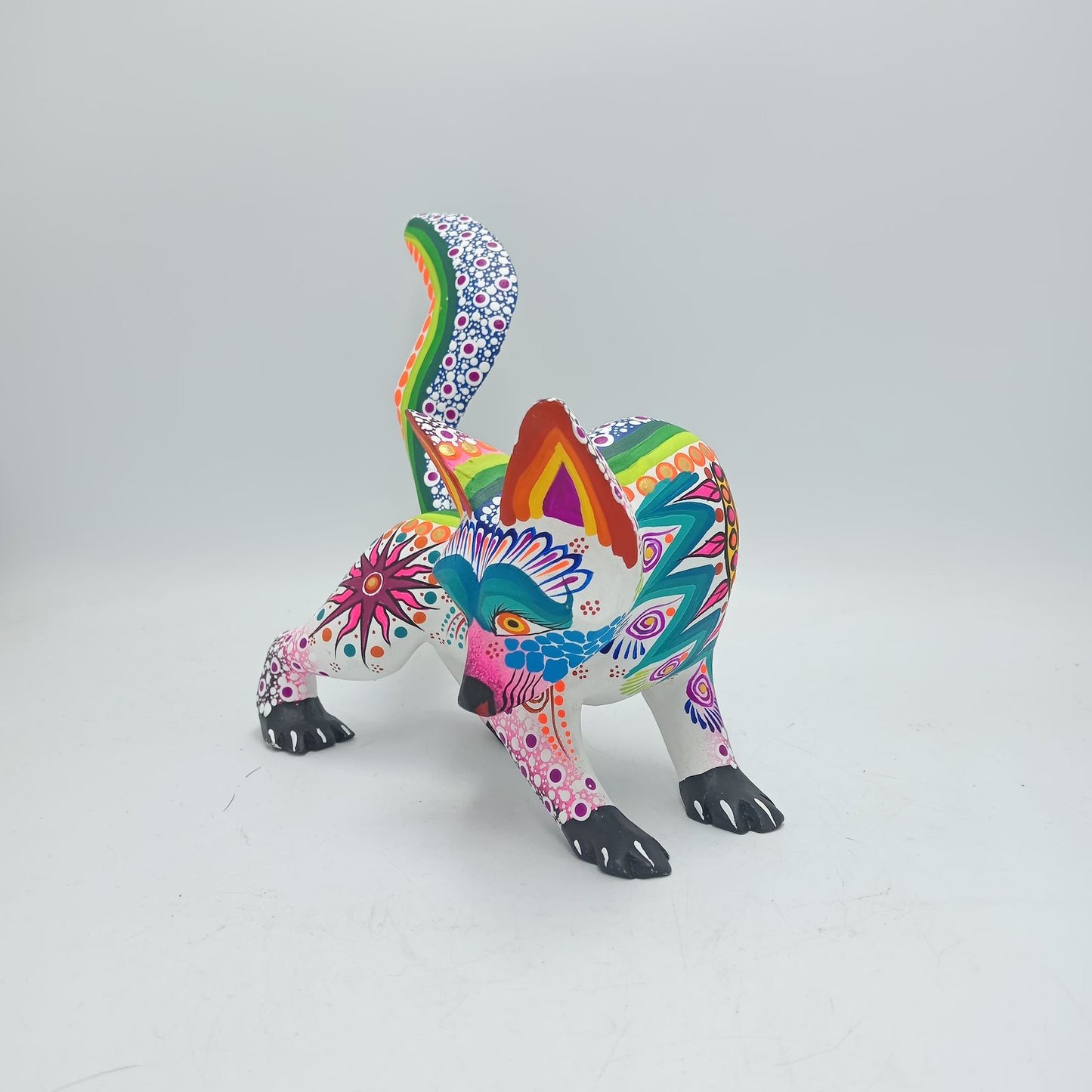 Oaxacan Wood Carving Mexican Folk Art Hand Made, Wolf By Cesar Melchor Ojeda PP7876