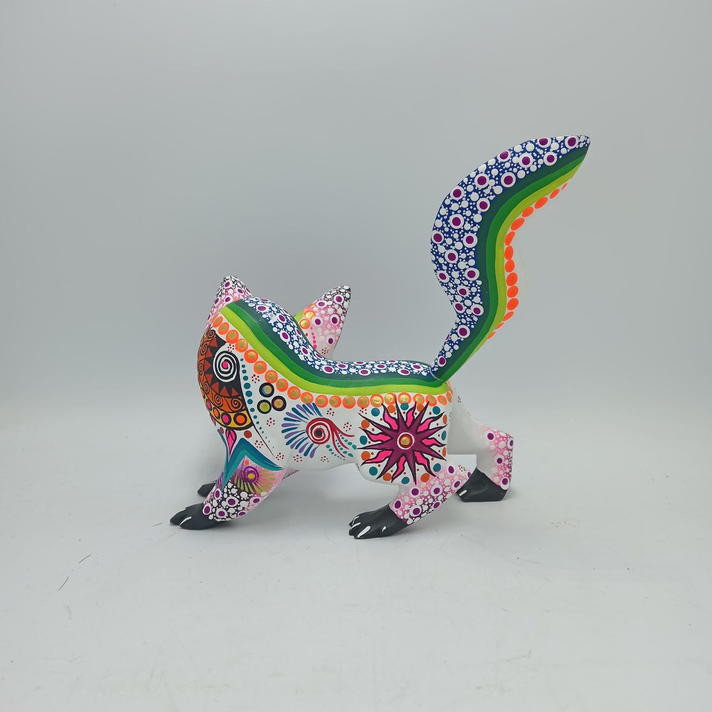 Oaxacan Wood Carving Mexican Folk Art Hand Made, Wolf By Cesar Melchor Ojeda PP7876