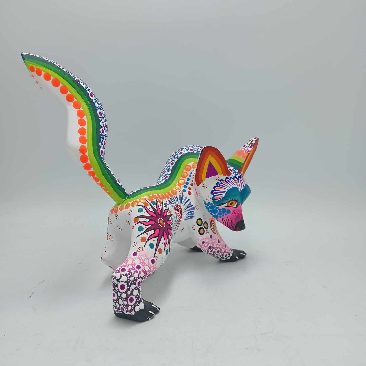 Oaxacan Wood Carving Mexican Folk Art Hand Made, Wolf By Cesar Melchor Ojeda PP7876