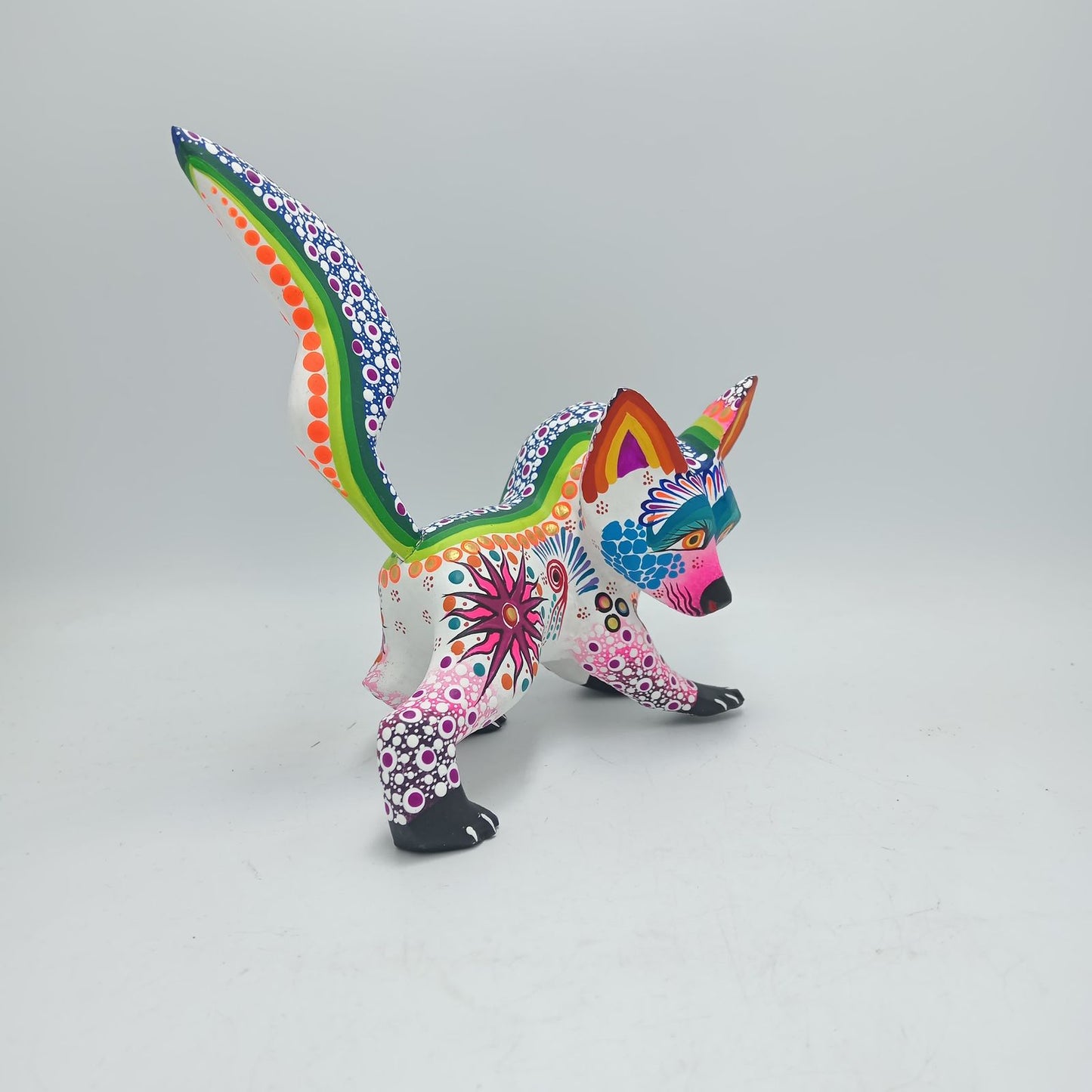 Oaxacan Wood Carving Mexican Folk Art Hand Made, Wolf By Cesar Melchor Ojeda PP7878