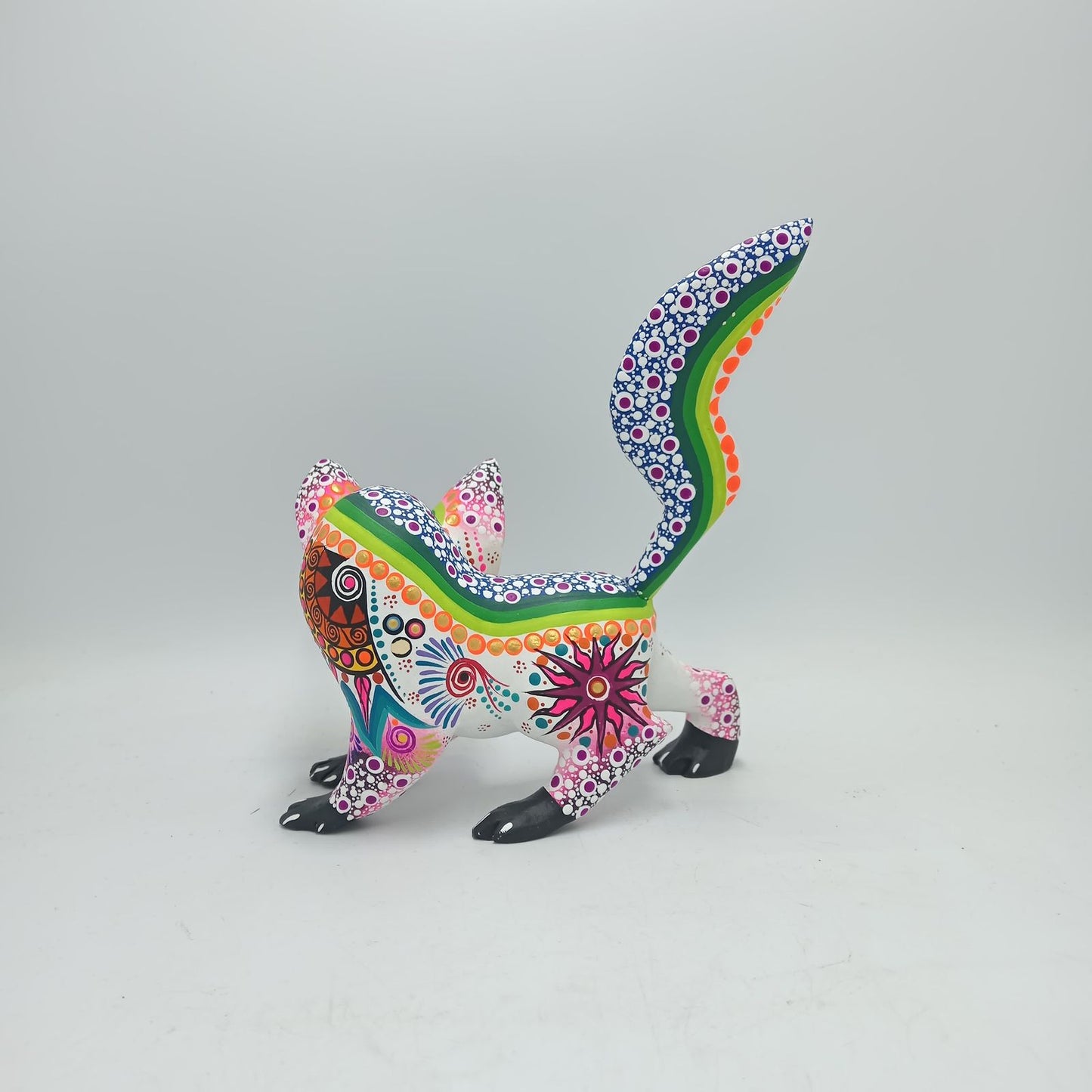Oaxacan Wood Carving Mexican Folk Art Hand Made, Wolf By Cesar Melchor Ojeda PP7878