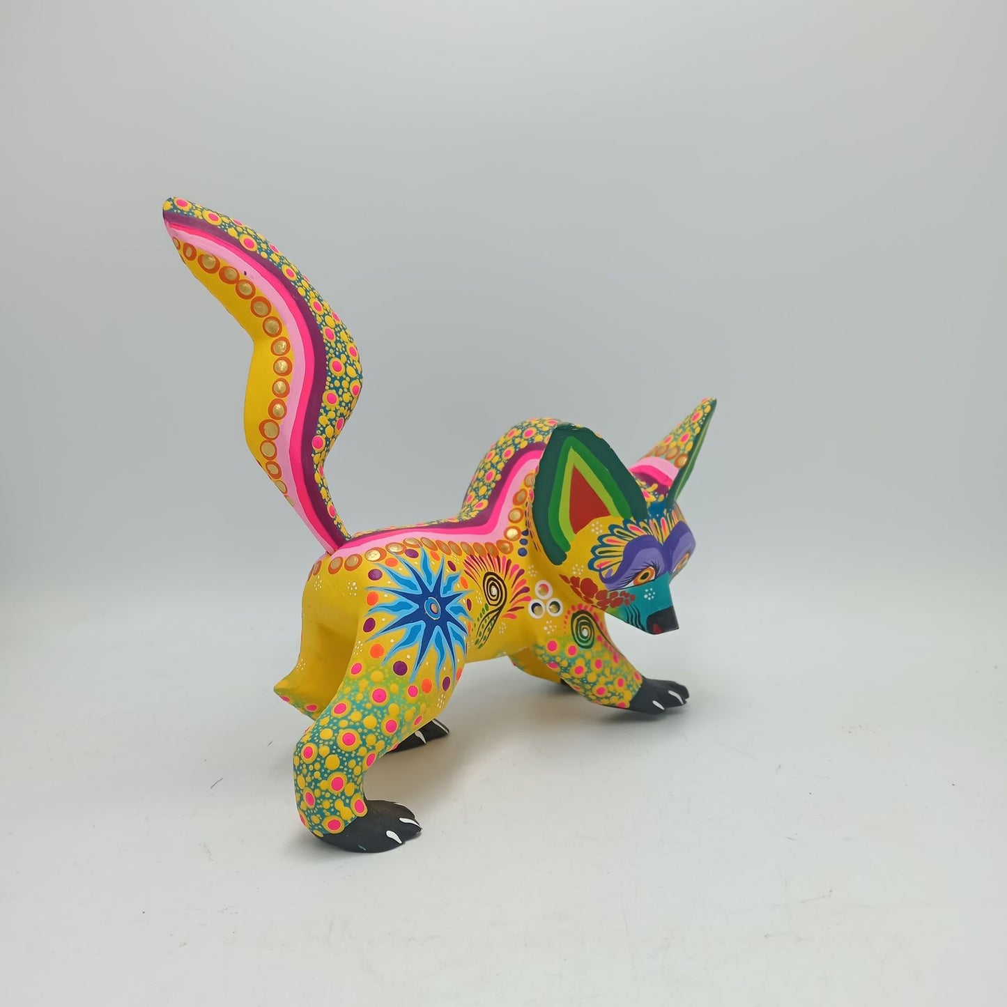Oaxacan Wood Carving Mexican Folk Art Hand Made, Wolf By Cesar Melchor Ojeda PP7879