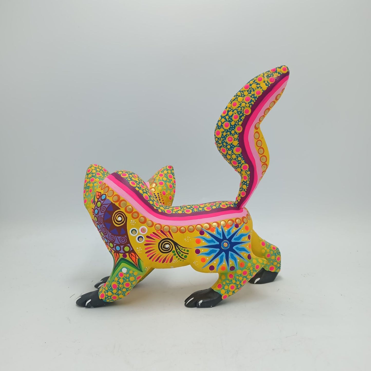 Oaxacan Wood Carving Mexican Folk Art Hand Made, Wolf By Cesar Melchor Ojeda PP7879