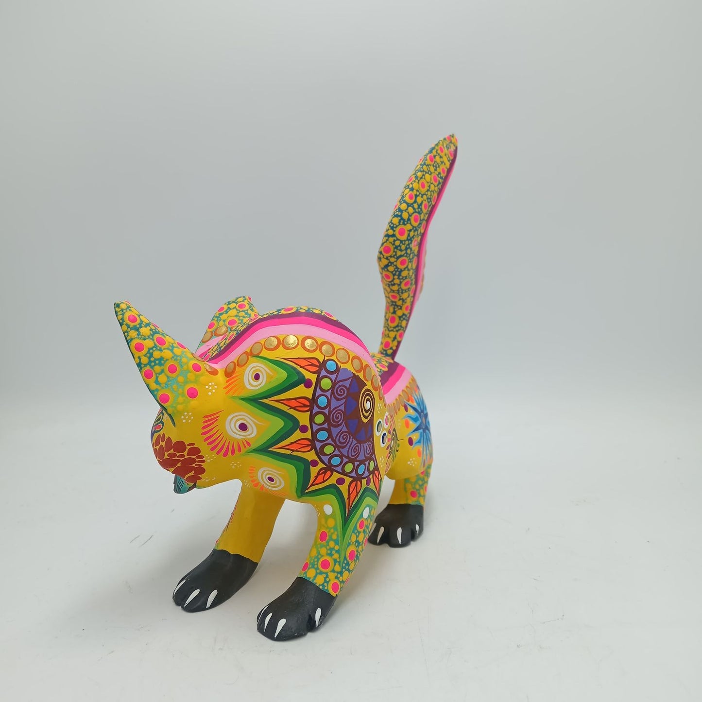 Oaxacan Wood Carving Mexican Folk Art Hand Made, Wolf By Cesar Melchor Ojeda PP7879