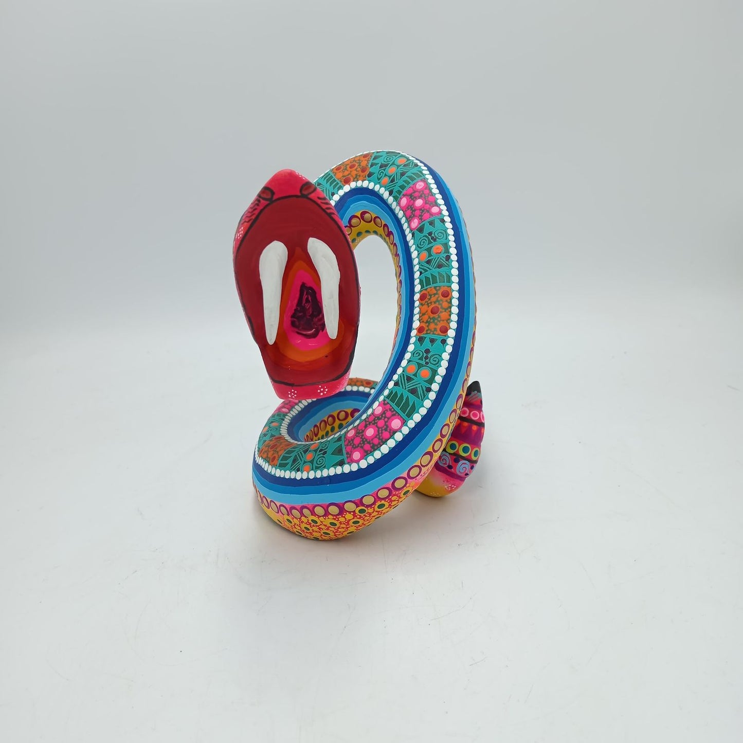 Oaxacan Wood Carving Mexican Folk Art Hand Made, Snake By Cesar Melchor Ojeda PP7883
