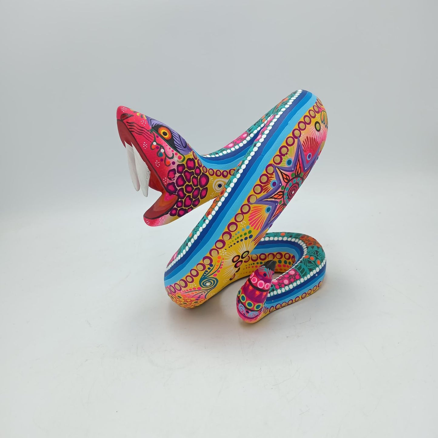 Oaxacan Wood Carving Mexican Folk Art Hand Made, Snake By Cesar Melchor Ojeda PP7883