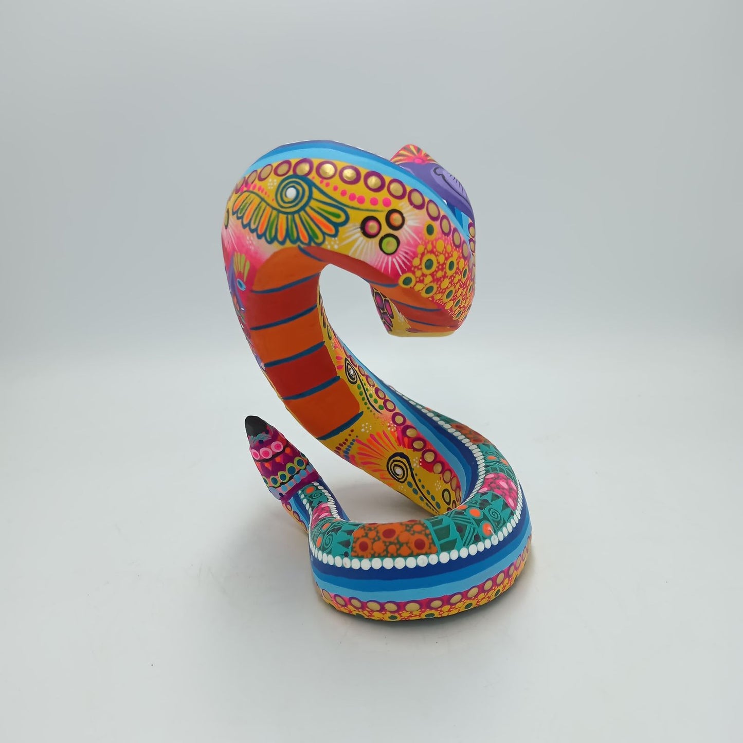 Oaxacan Wood Carving Mexican Folk Art Hand Made, Snake By Cesar Melchor Ojeda PP7883