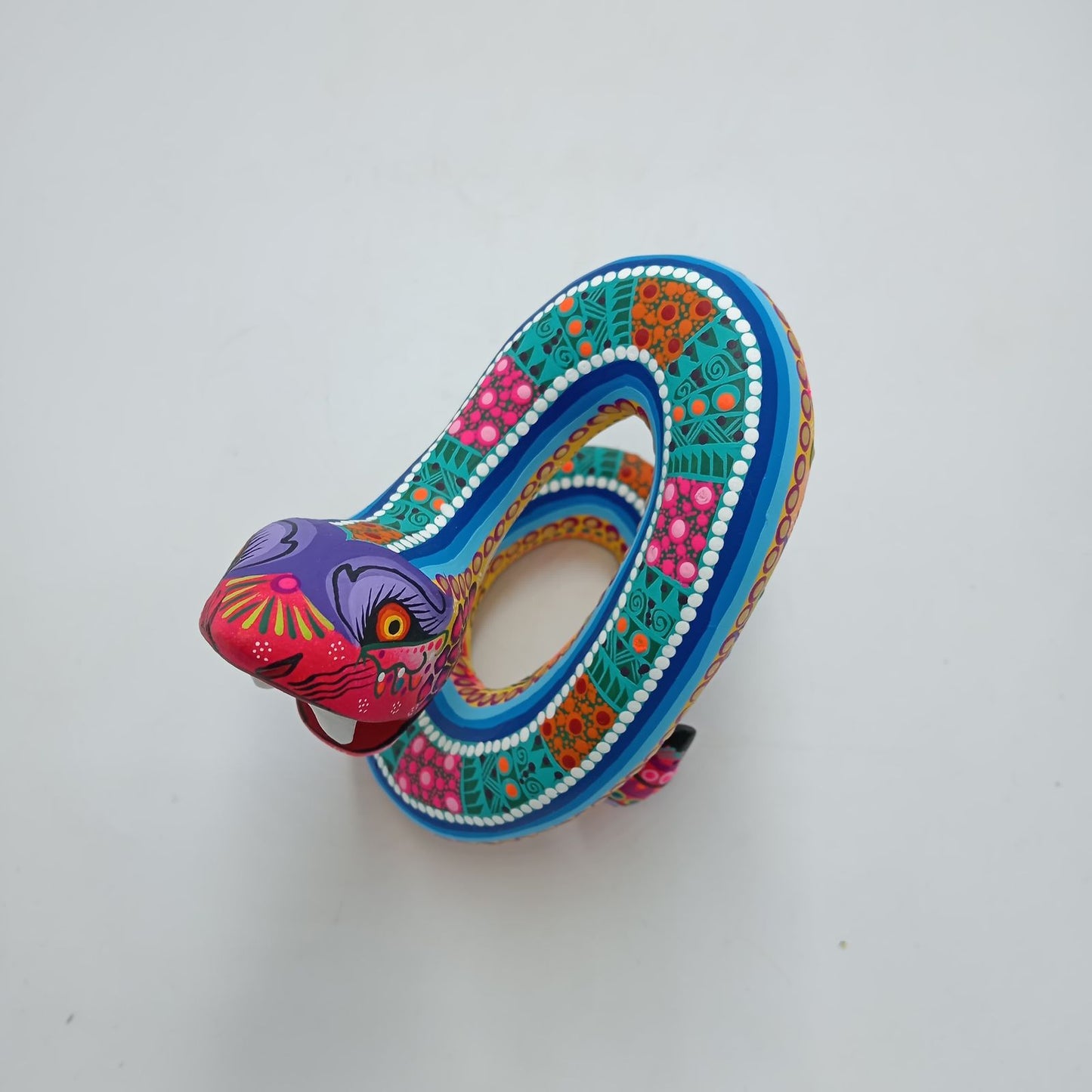 Oaxacan Wood Carving Mexican Folk Art Hand Made, Snake By Cesar Melchor Ojeda PP7883