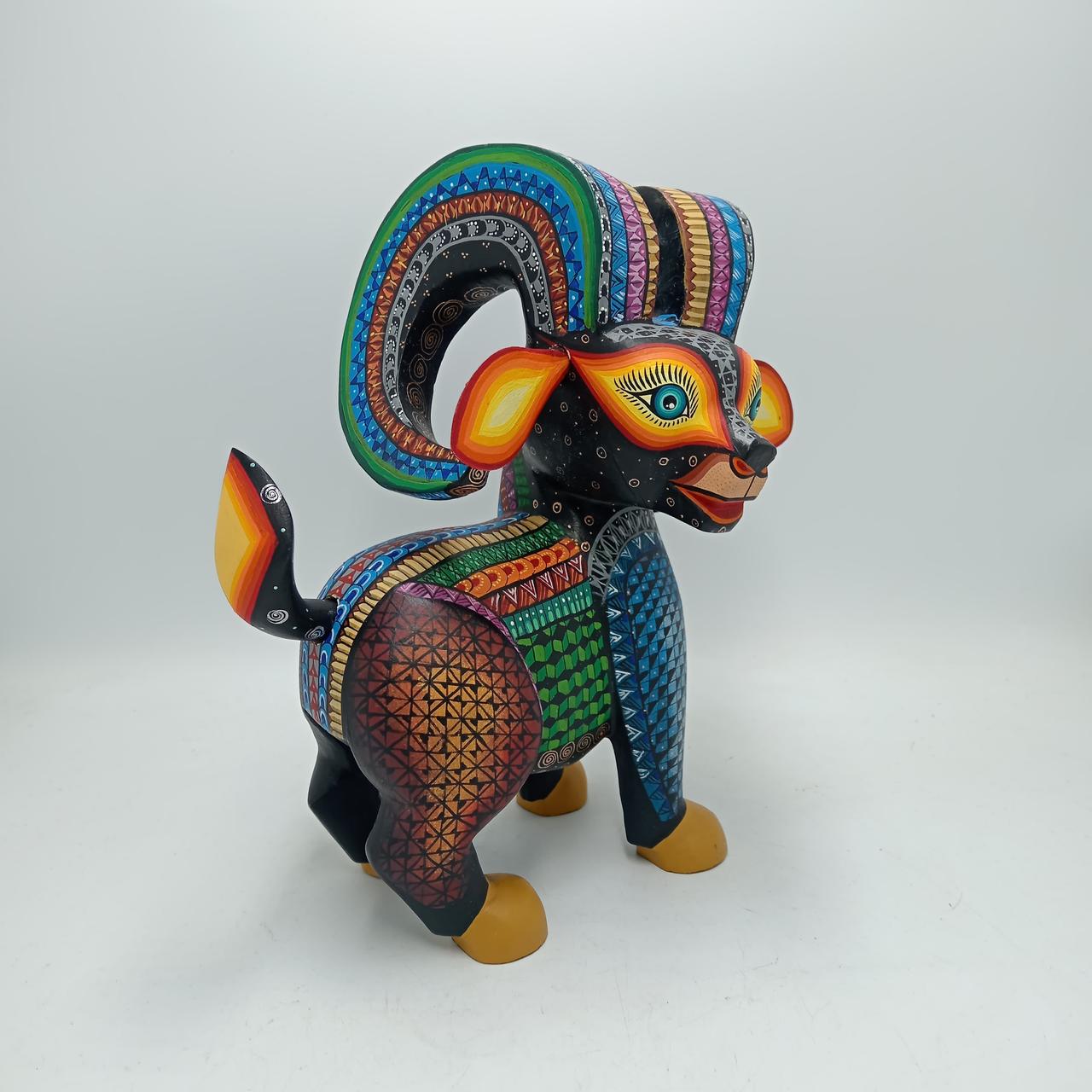 Mexican Folk Art Oaxacan Wood Carving Ram By Ivan Fuentes PP7921