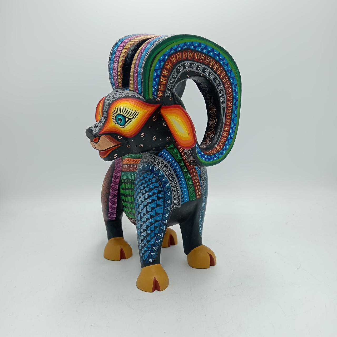 Mexican Folk Art Oaxacan Wood Carving Ram By Ivan Fuentes PP7921