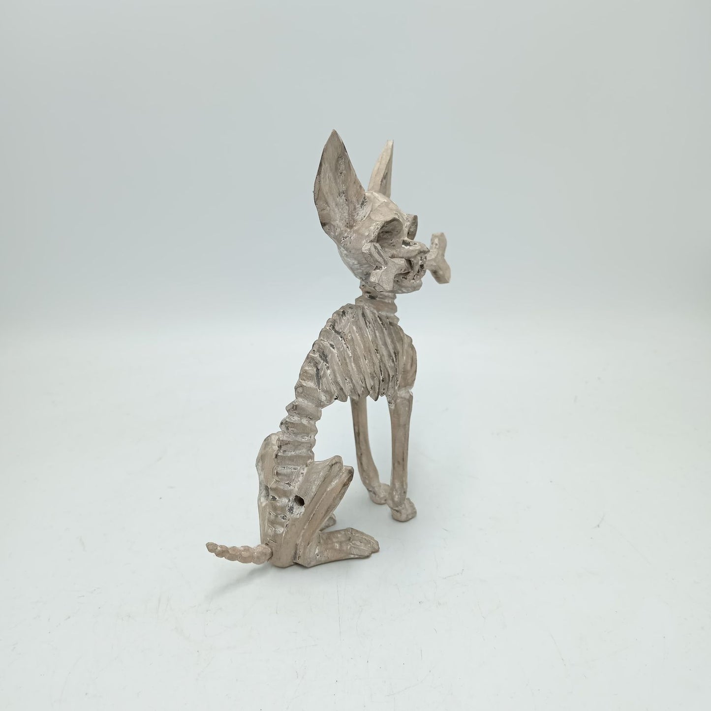 Beutiful Oaxacan Wood Carving Skeleton Dog, By Alejandrino Fuentes PP7924