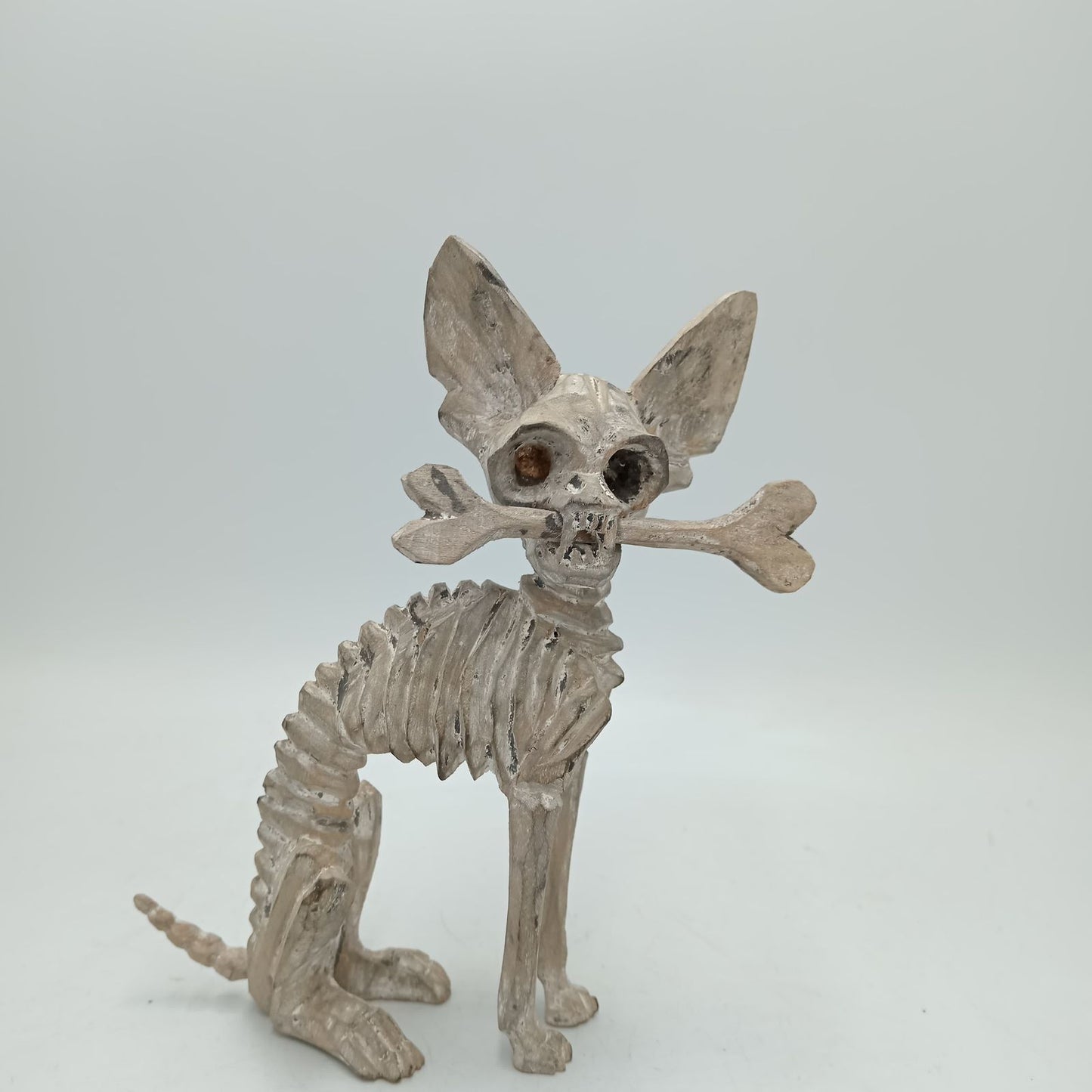 Beutiful Oaxacan Wood Carving Skeleton Dog, By Alejandrino Fuentes PP7924