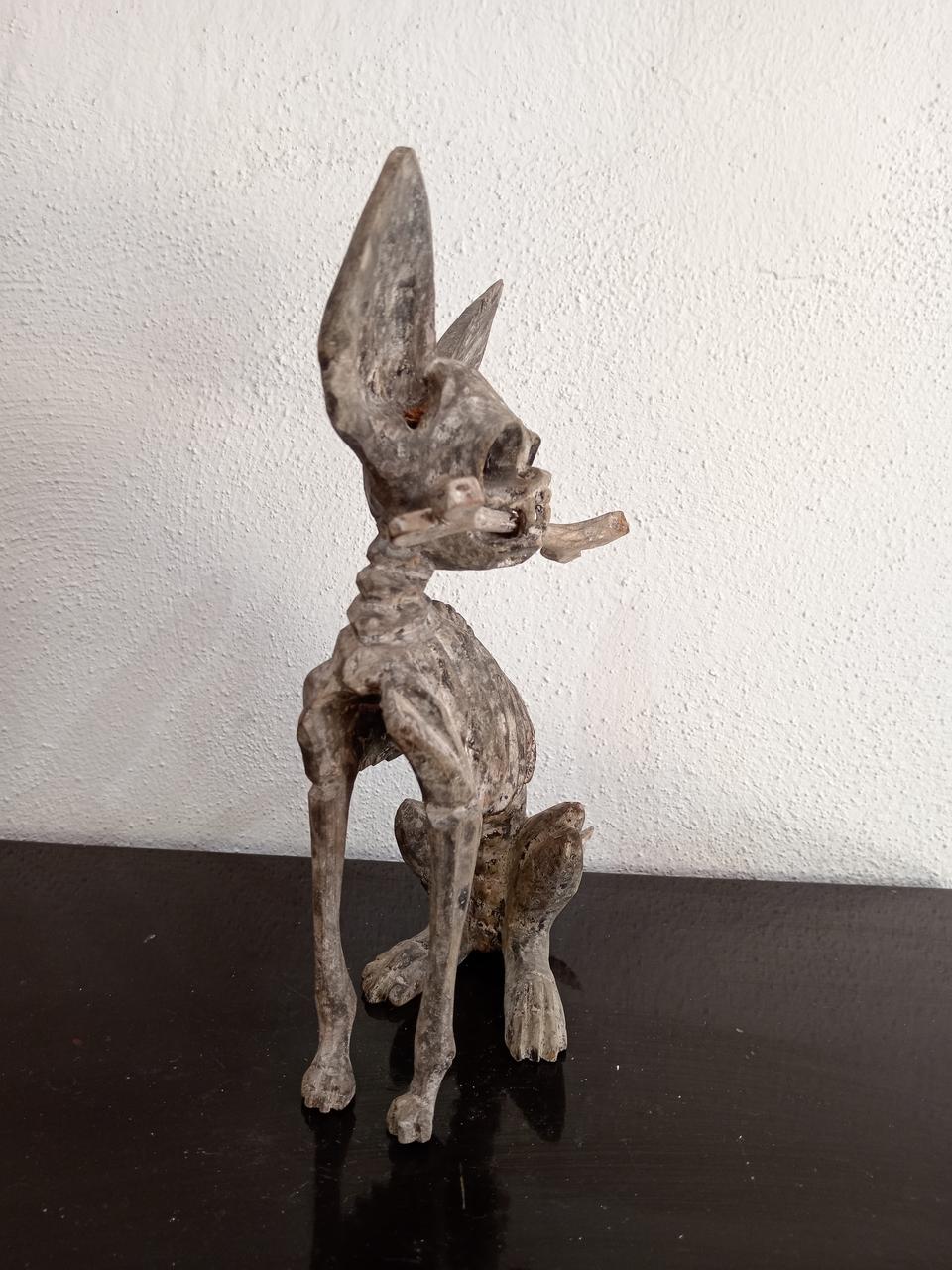 Beutiful Oaxacan Wood Carving Skeleton Dog, By Alejandrino Fuentes PP7927