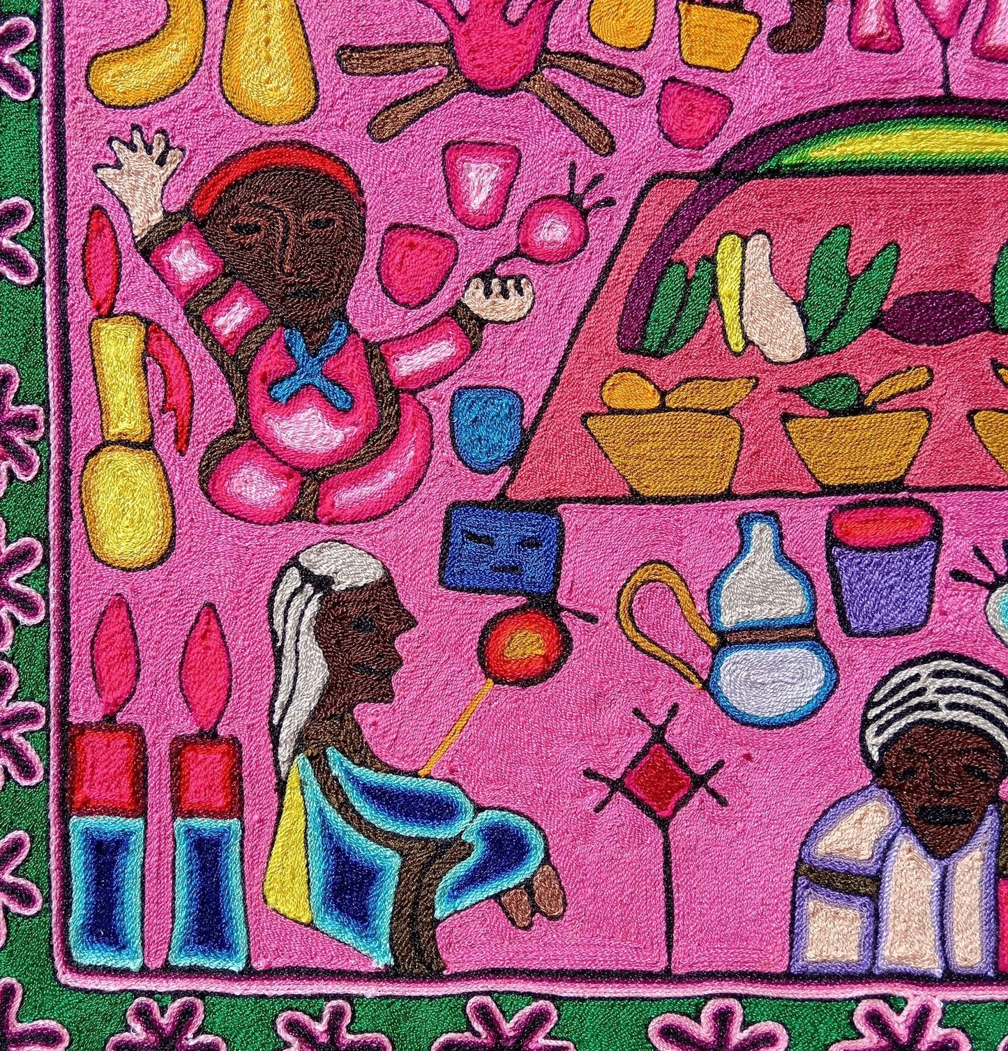 Huichol Indian Mexican Folk Art Yarn Painting By Fermin Gonzalez Rios PP7944