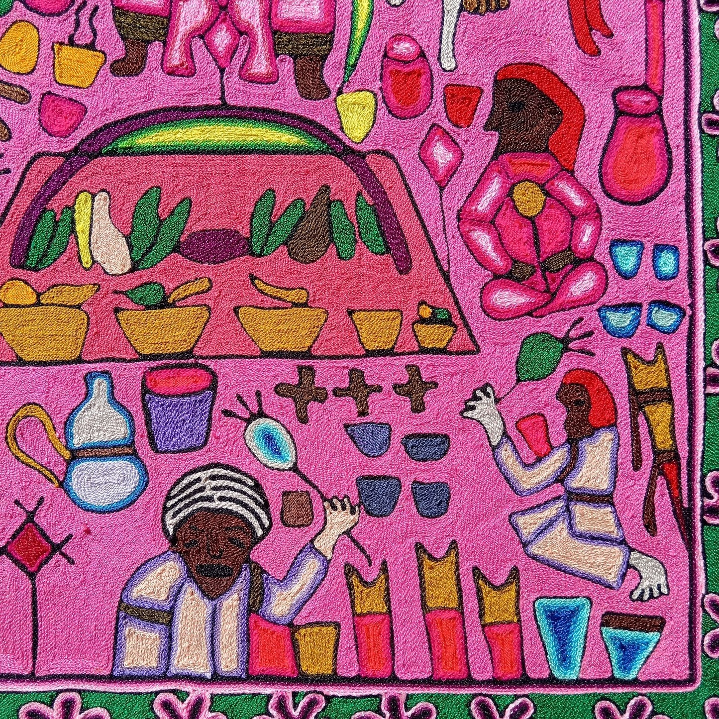 Huichol Indian Mexican Folk Art Yarn Painting By Fermin Gonzalez Rios PP7944