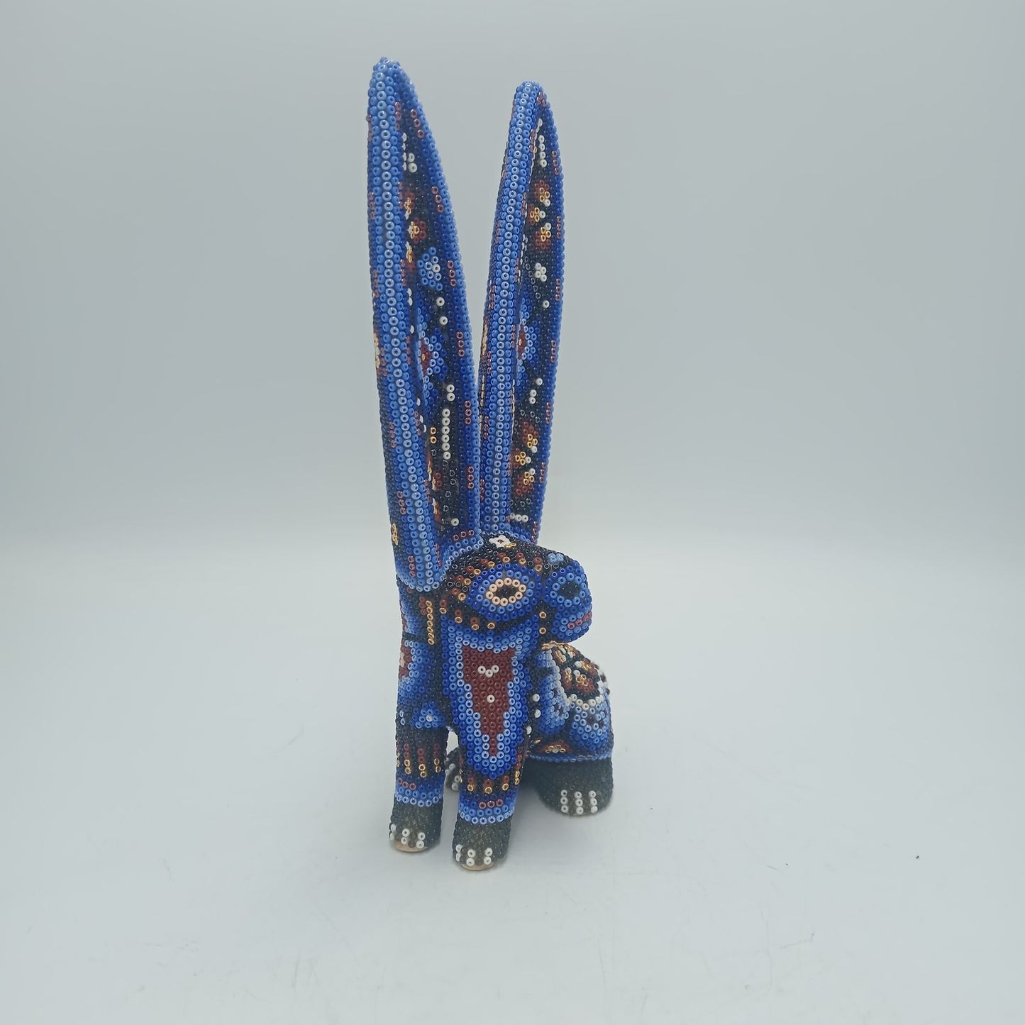 Mexican Huichol Hand Beaded Art, Bunny By Isandro Villa Lopez PP7947