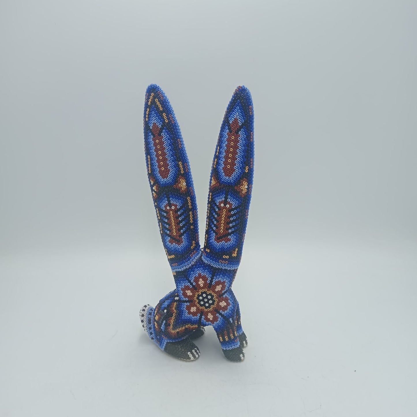 Mexican Huichol Hand Beaded Art, Bunny By Isandro Villa Lopez PP7947