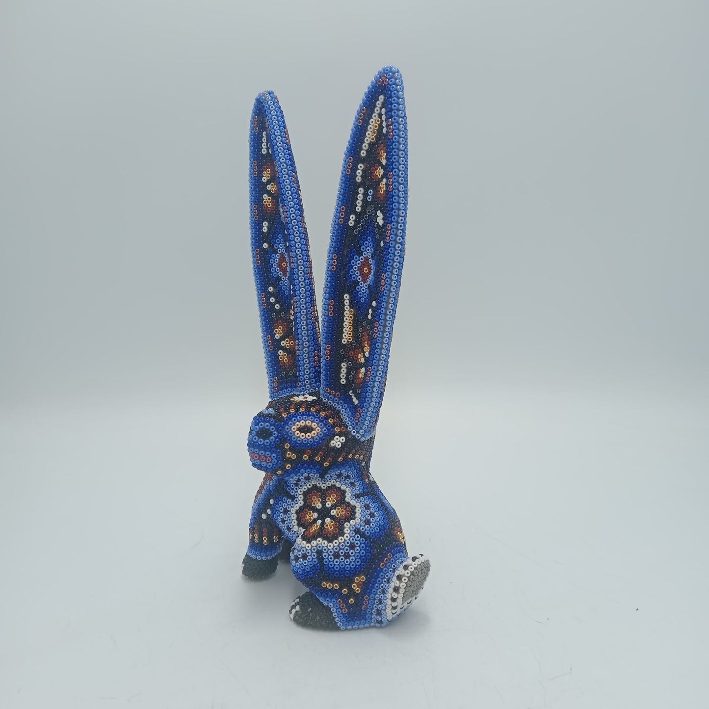 Mexican Huichol Hand Beaded Art, Bunny By Isandro Villa Lopez PP7947