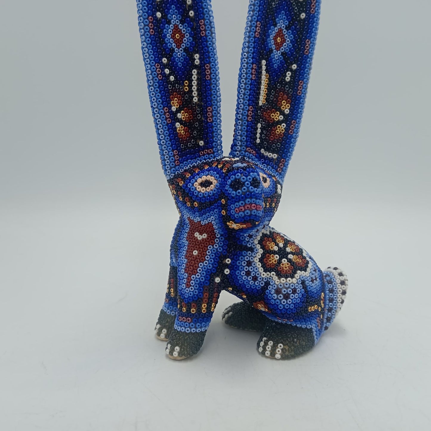Mexican Huichol Hand Beaded Art, Bunny By Isandro Villa Lopez PP7947