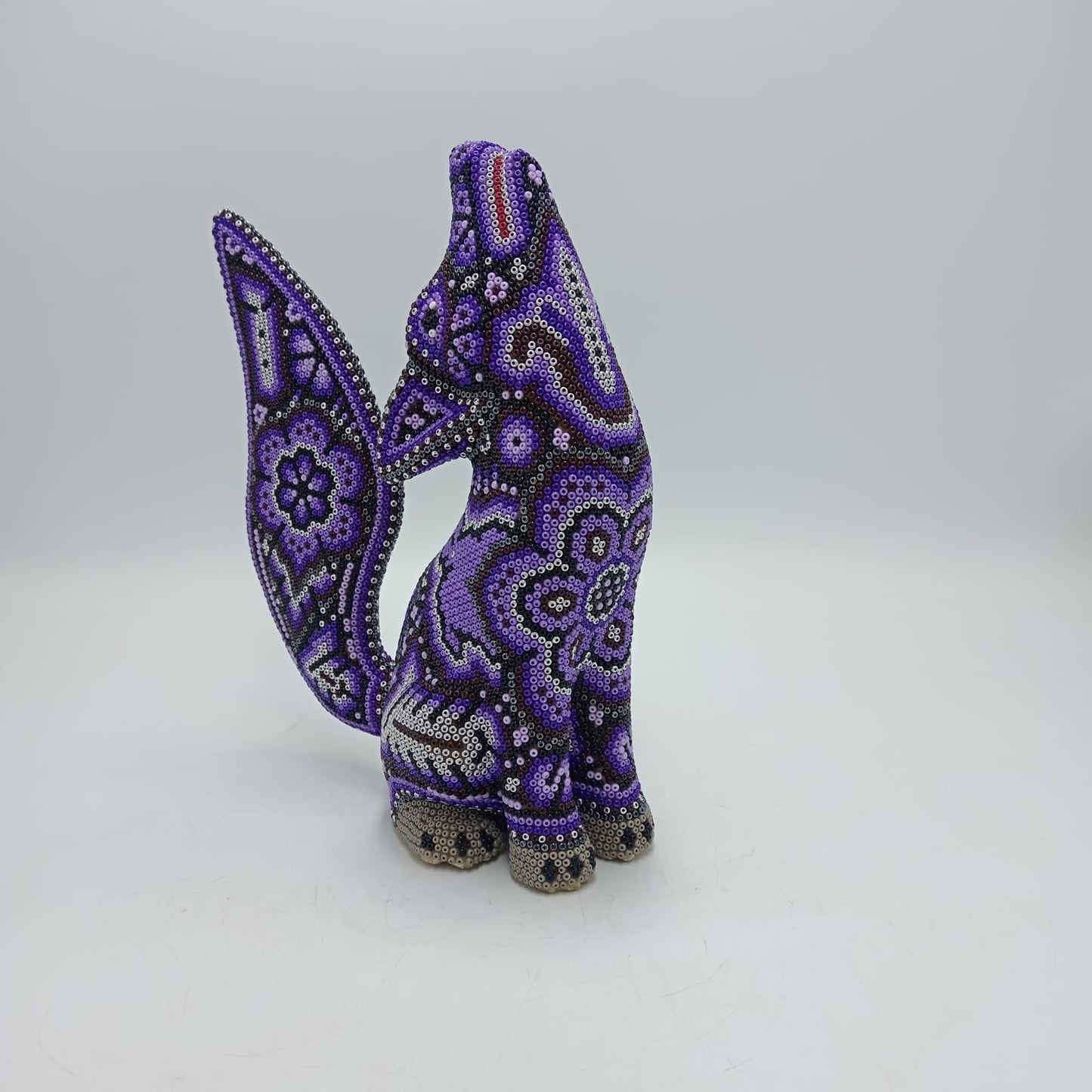 Mexican Huichol Hand Beaded Art, Coyote By Isandro Villa Lopez PP7949