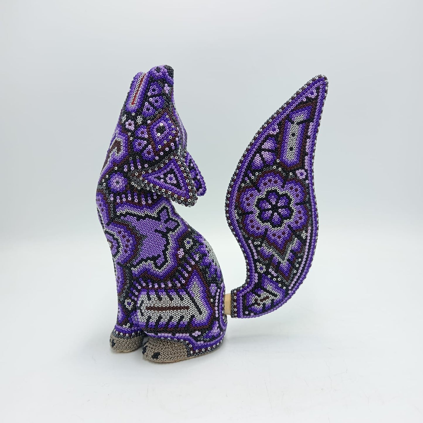 Mexican Huichol Hand Beaded Art, Coyote By Isandro Villa Lopez PP7949
