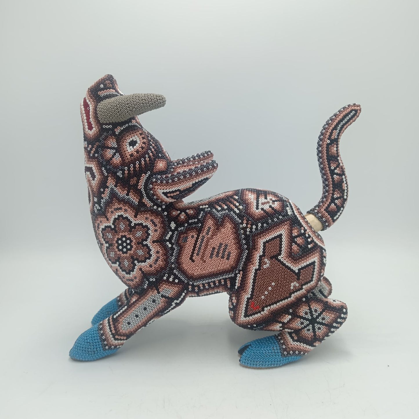Mexican Huichol Hand Beaded Art, Wild Boar By Isandro Villa Lopez PP7951