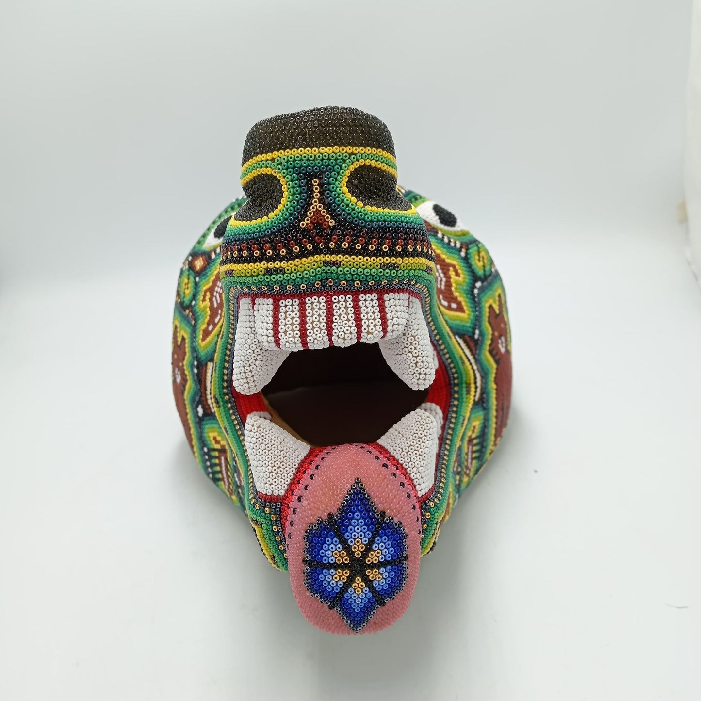 Huichol Mexican Hand Beaded, Wolf Head By Isandro Villa Lopez PP7954