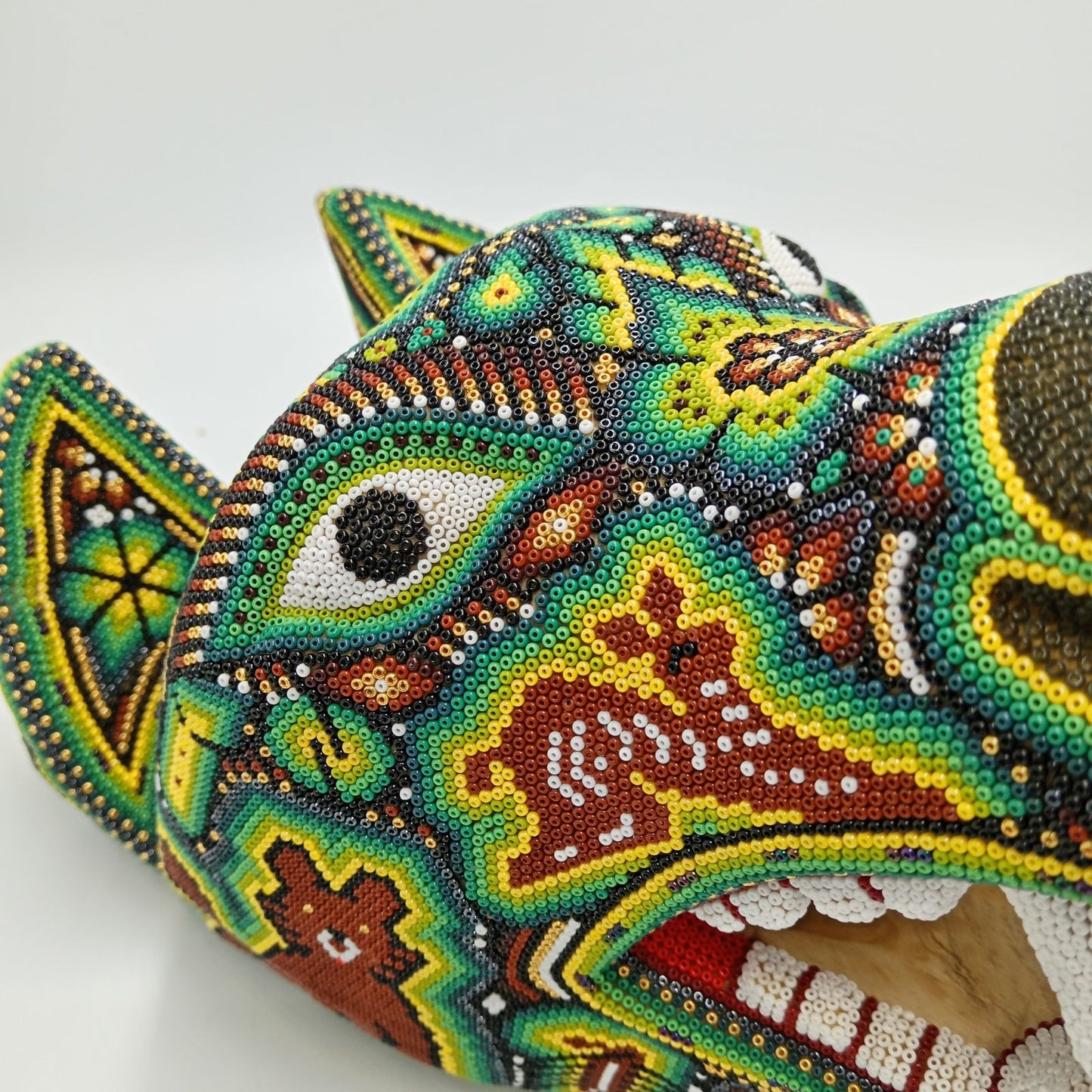Huichol Mexican Hand Beaded, Wolf Head By Isandro Villa Lopez PP7954