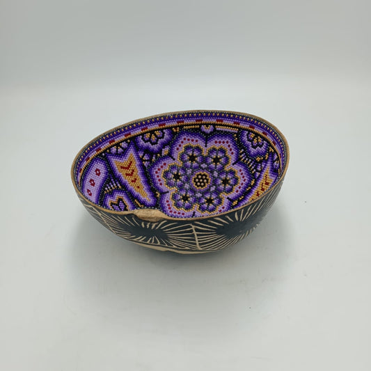 Huichol Hand Beaded Gourd Bowl By Isandro Villa Lopez PP7955