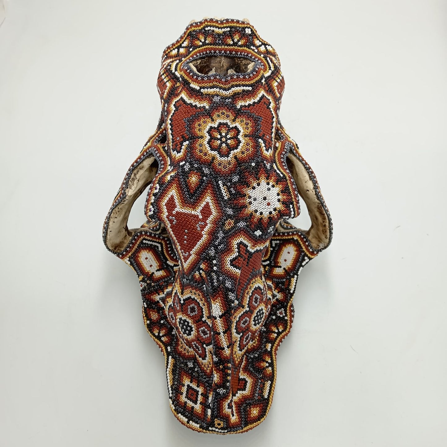 Mexican Huichol Hand Beaded Art, Saber Teeth By Isandro Villa Lopez PP7959