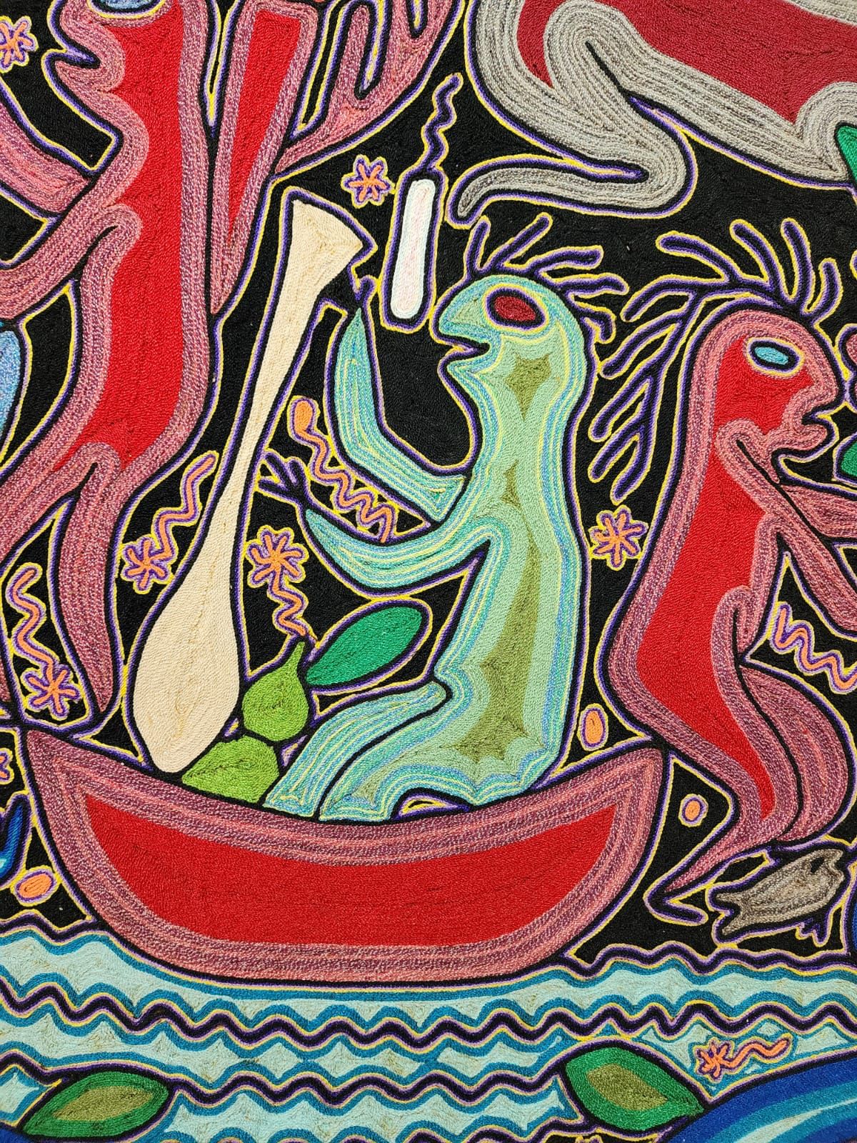 Mexican Folk Art Huichol Yarn Painting by Cooperativa Zitacua PP7969