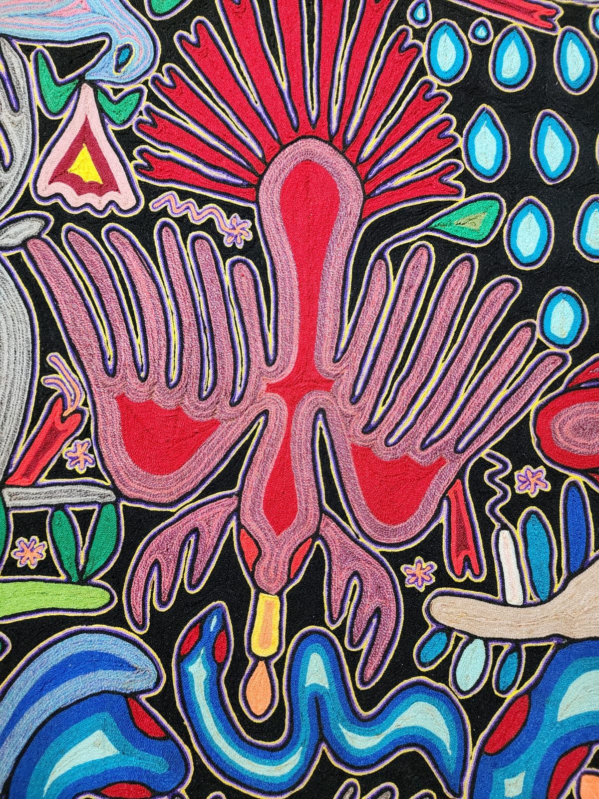 Mexican Folk Art Huichol Yarn Painting by Cooperativa Zitacua PP7969