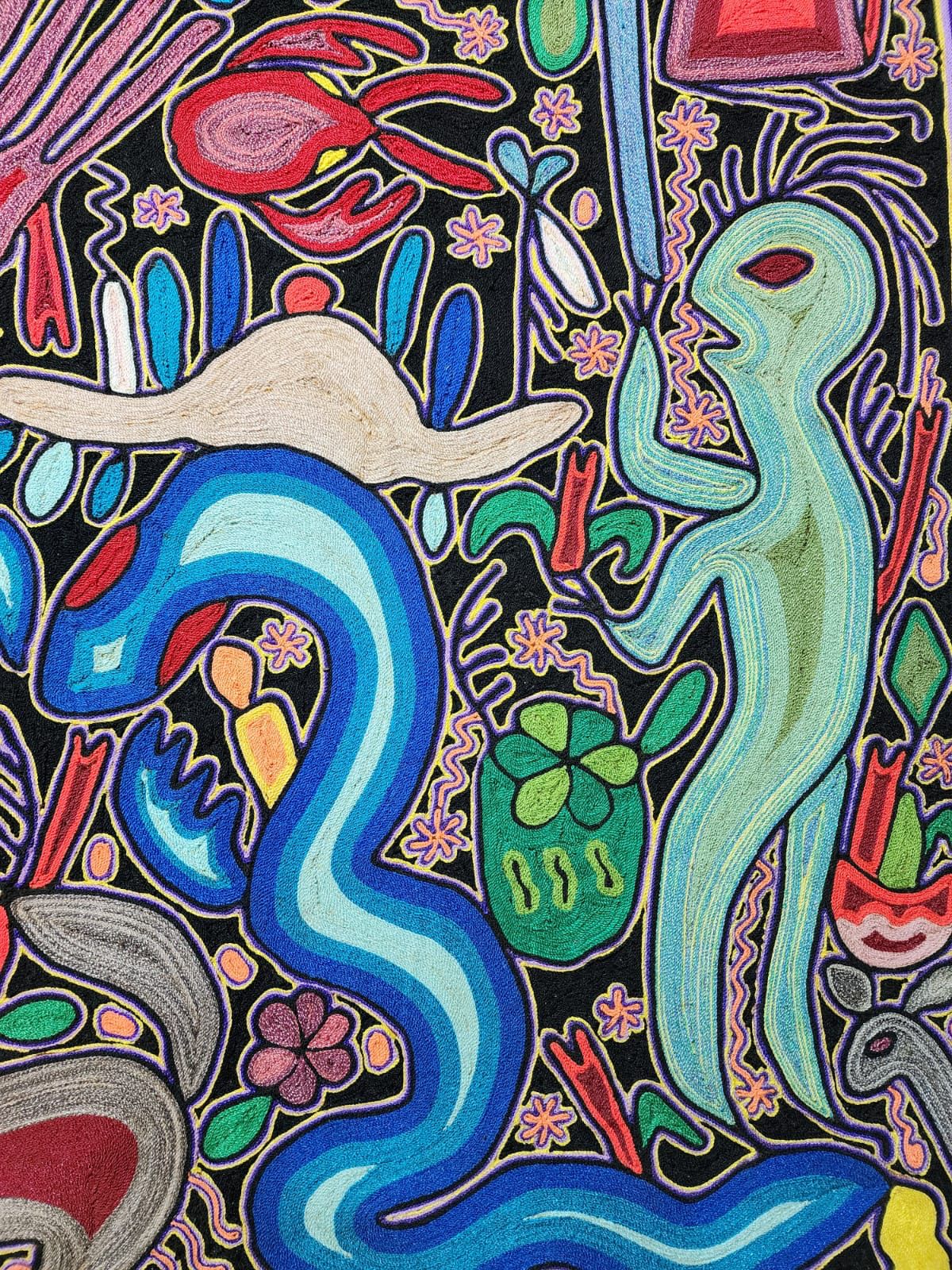 Mexican Folk Art Huichol Yarn Painting by Cooperativa Zitacua PP7969