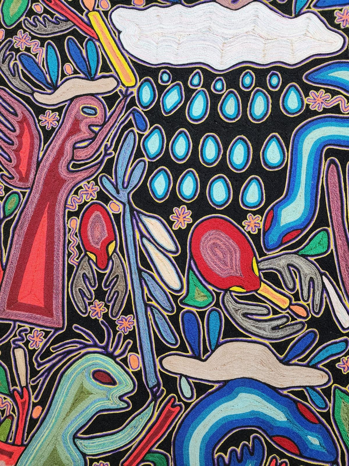 Mexican Folk Art Huichol Yarn Painting by Cooperativa Zitacua PP7969