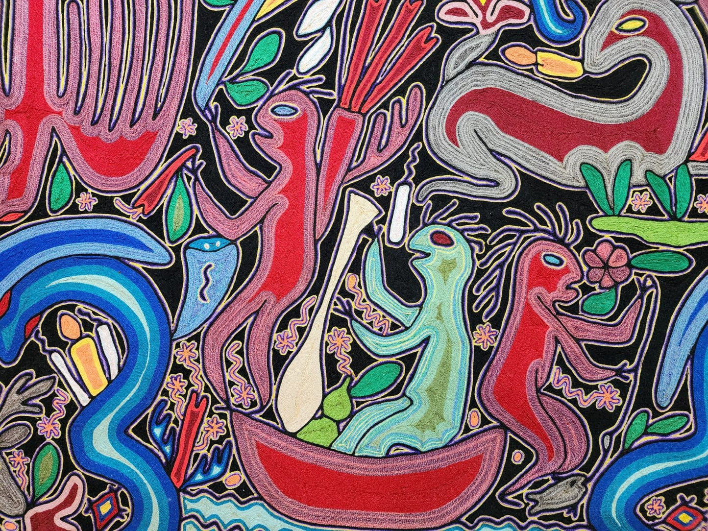 Mexican Folk Art Huichol Yarn Painting by Cooperativa Zitacua PP7969