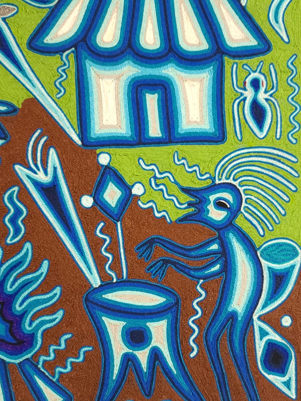 Huichol Yarn Painting Mexican Folk Art By Luciana Benitez PP7973