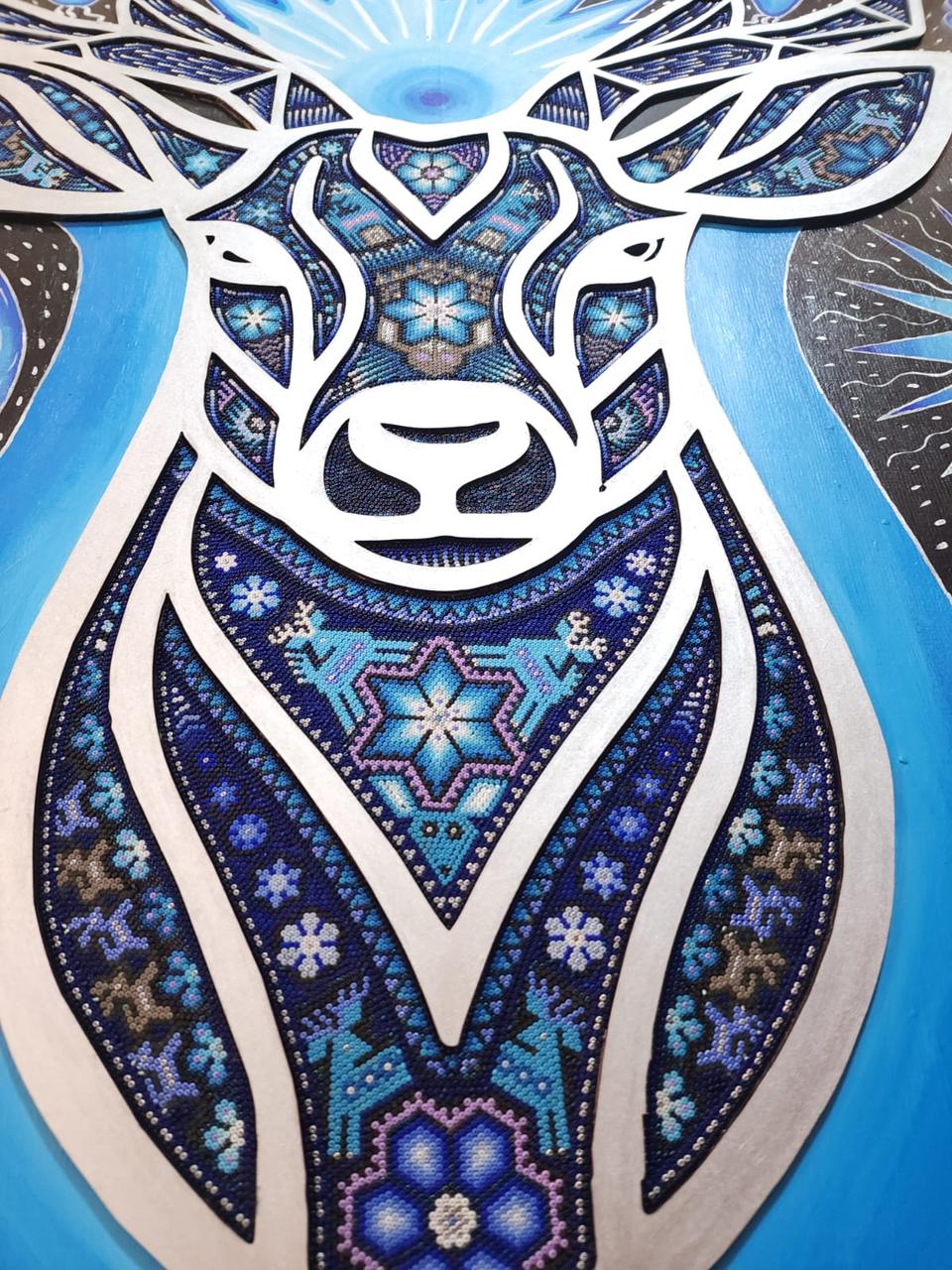Huichol Indian Mexican Folk Art Yarn Painting Excelente Castro PP7974