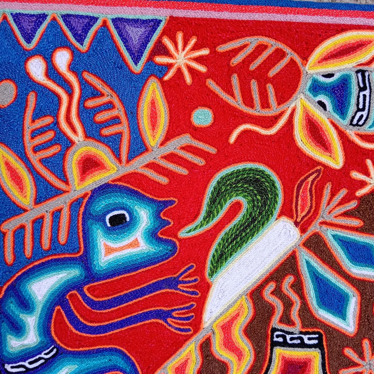 Mexican Folk Art Huichol Yarn Painting by Cooperativa Zitacua PP7993