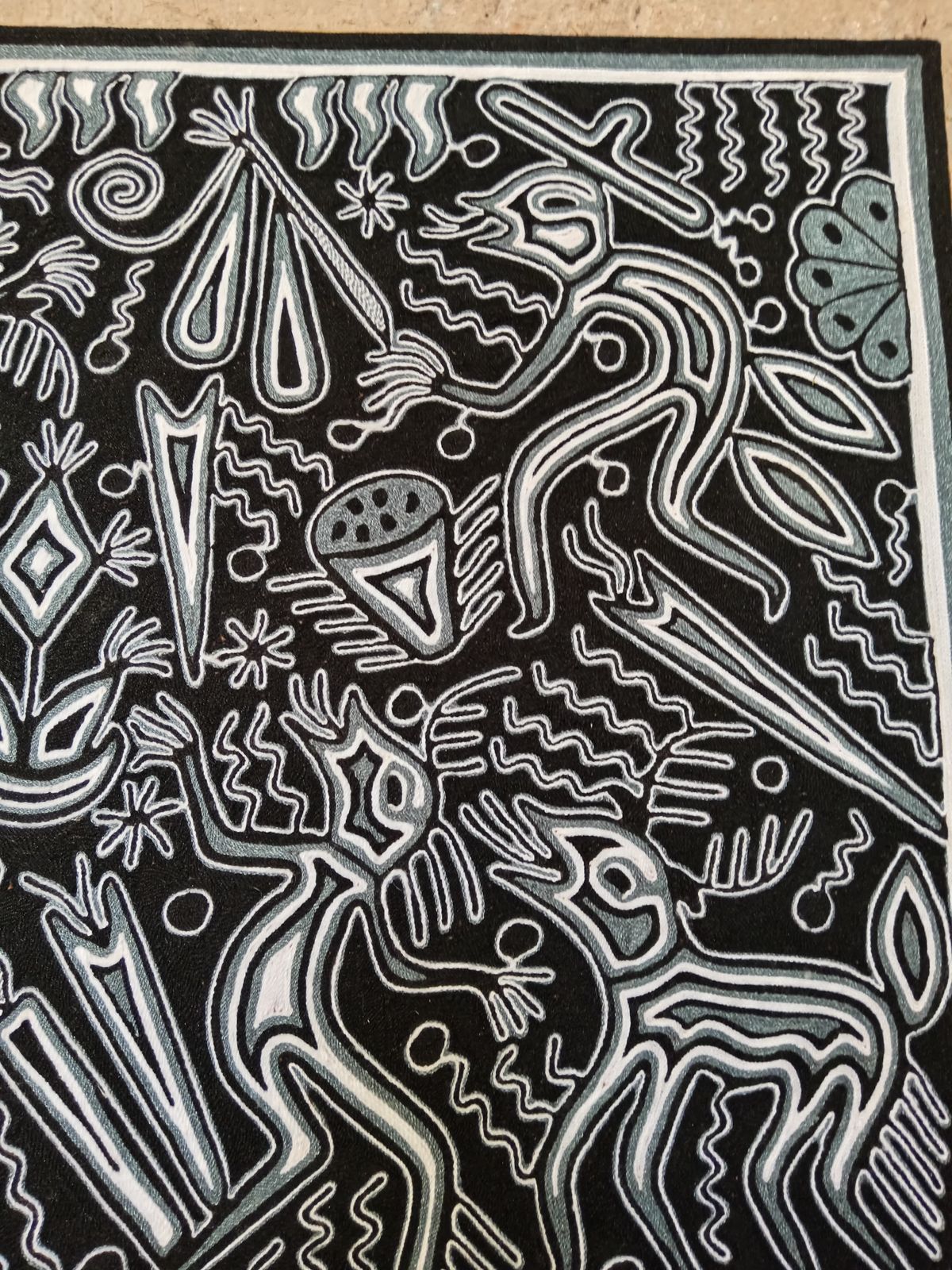 Mexican Folk Art Huichol Yarn Painting by Cooperativa Zitacua PP7995
